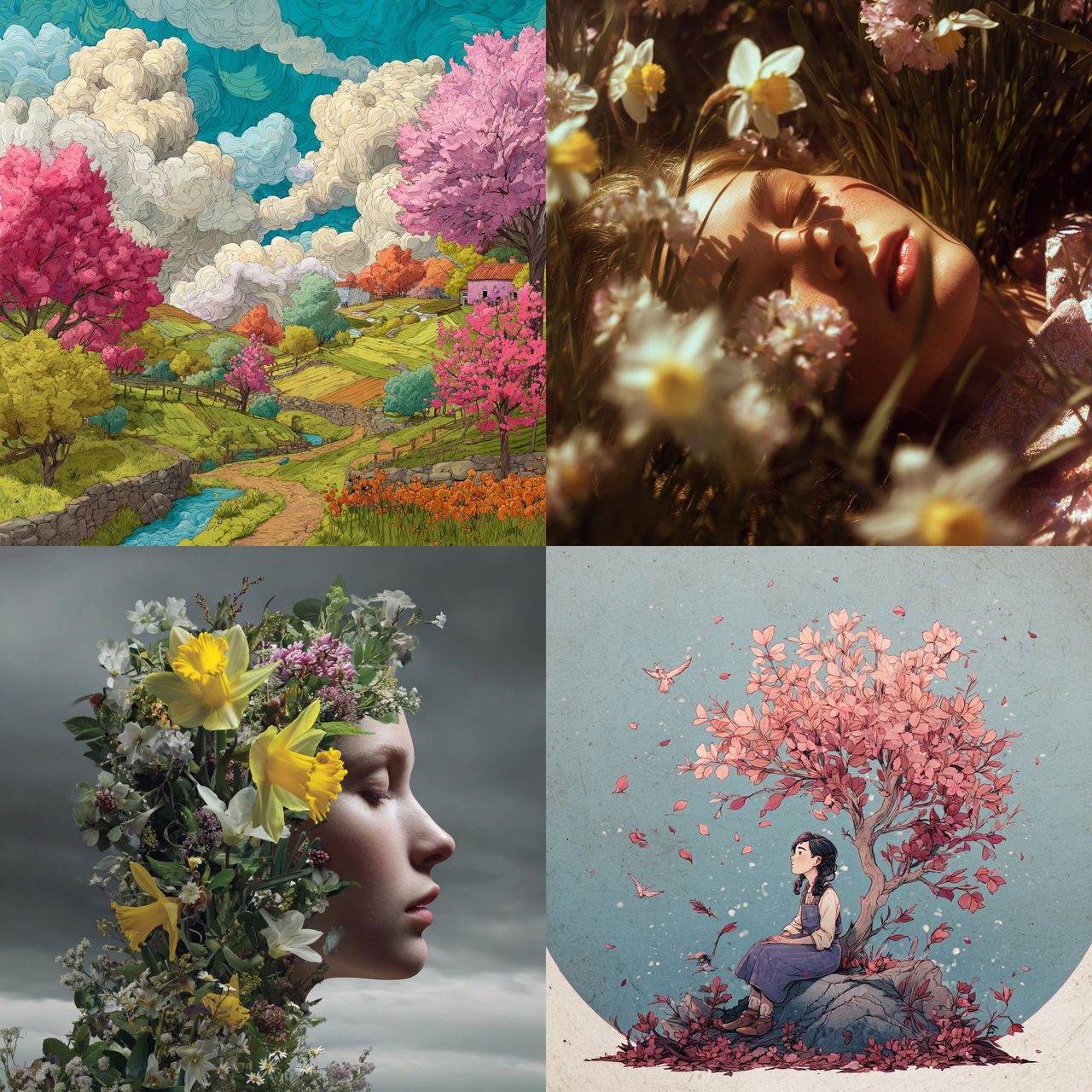 Spring style, Midjourney V7, render 1 of 4