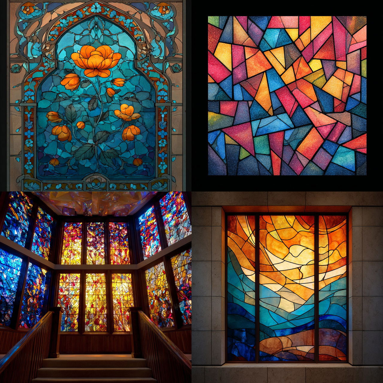 Stained glass style, Midjourney V7, render 1 of 4