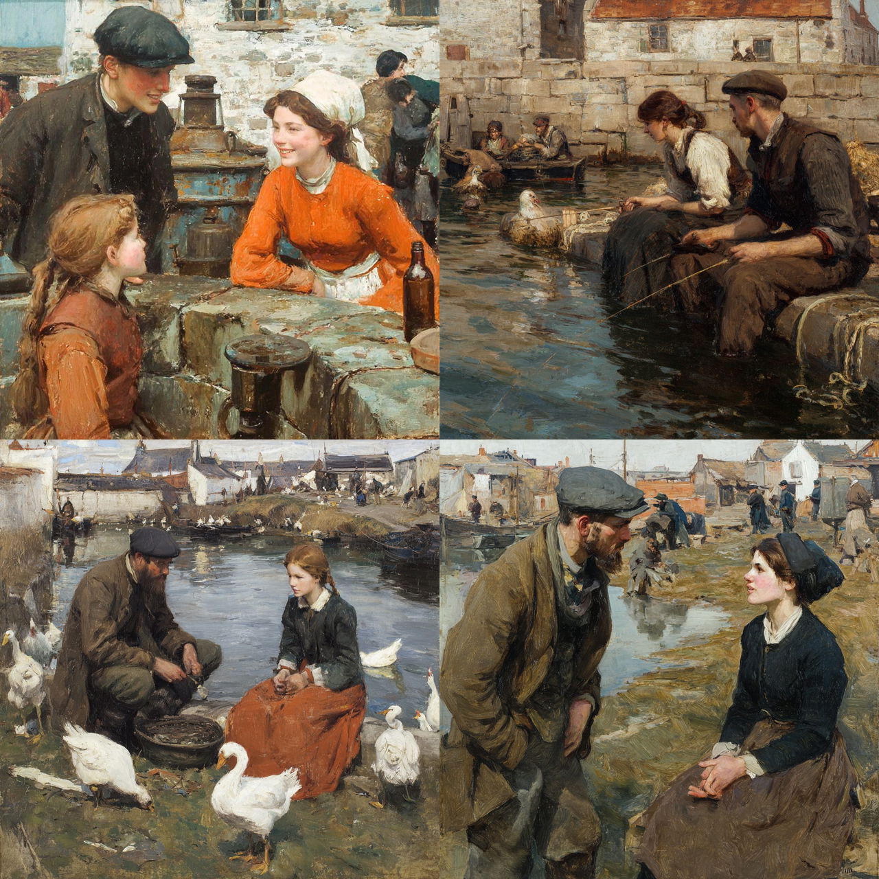 Stanhope Forbes style, Midjourney V7, render 1 of 4