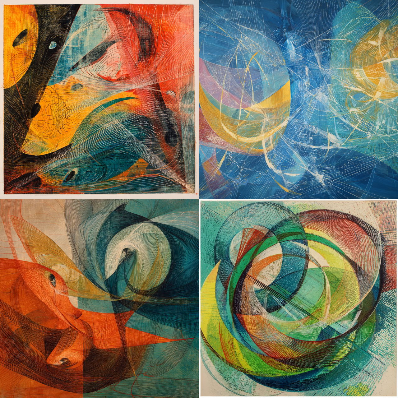 Stanley William Hayter style, Midjourney V7, render 1 of 4
