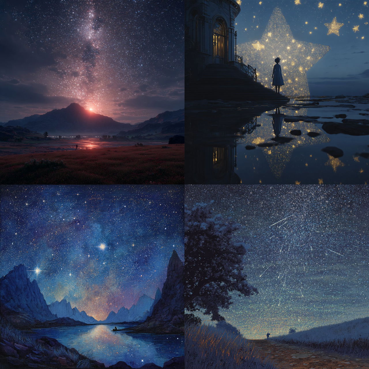 Starlit style, Midjourney V7, render 1 of 4
