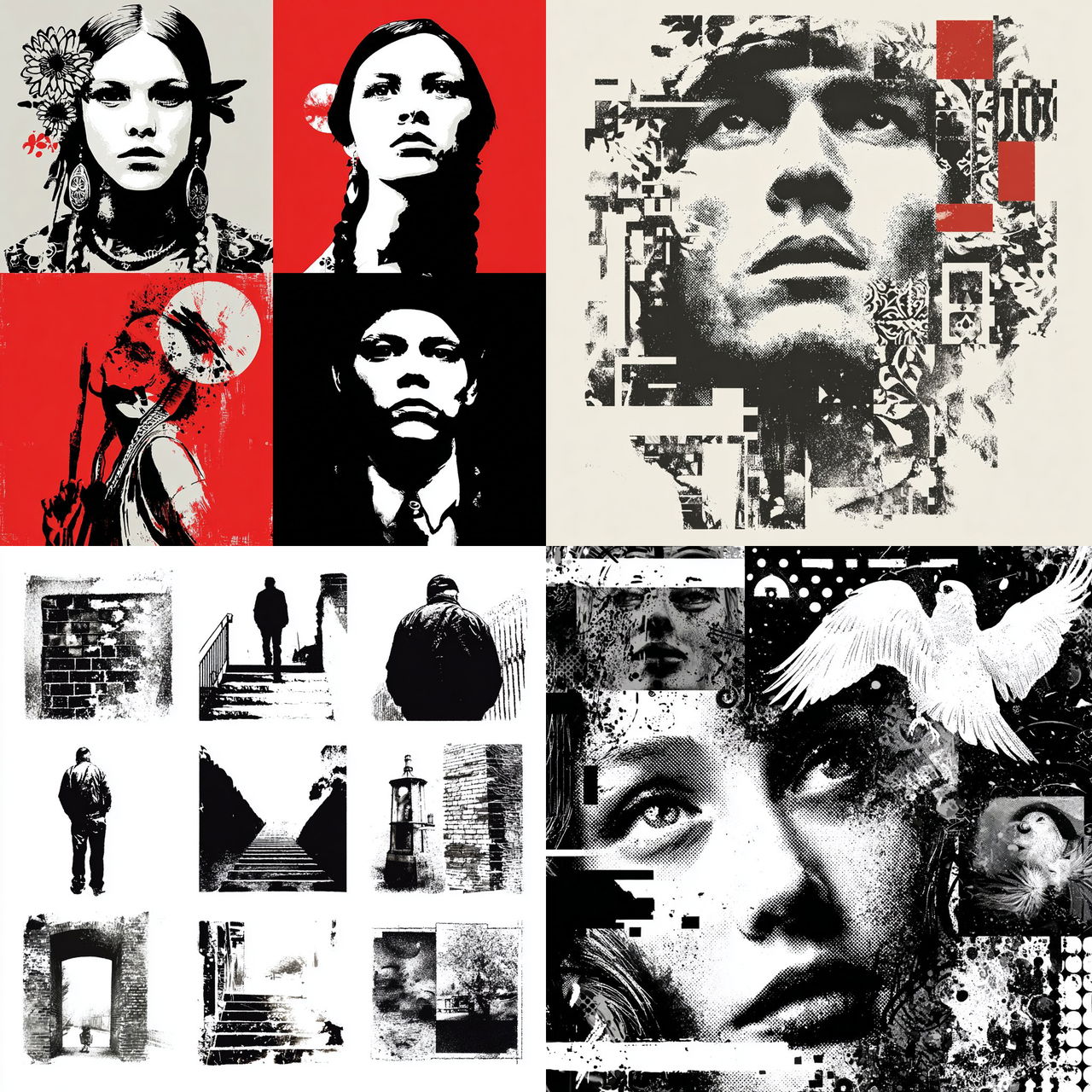 Stencil graphics style, Midjourney V7, render 1 of 4