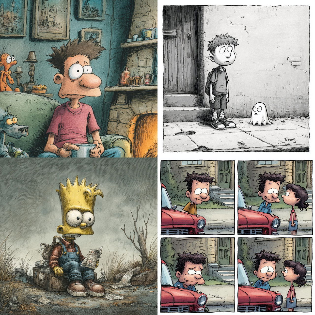 Stephan Pastis style, Midjourney V7, render 1 of 4