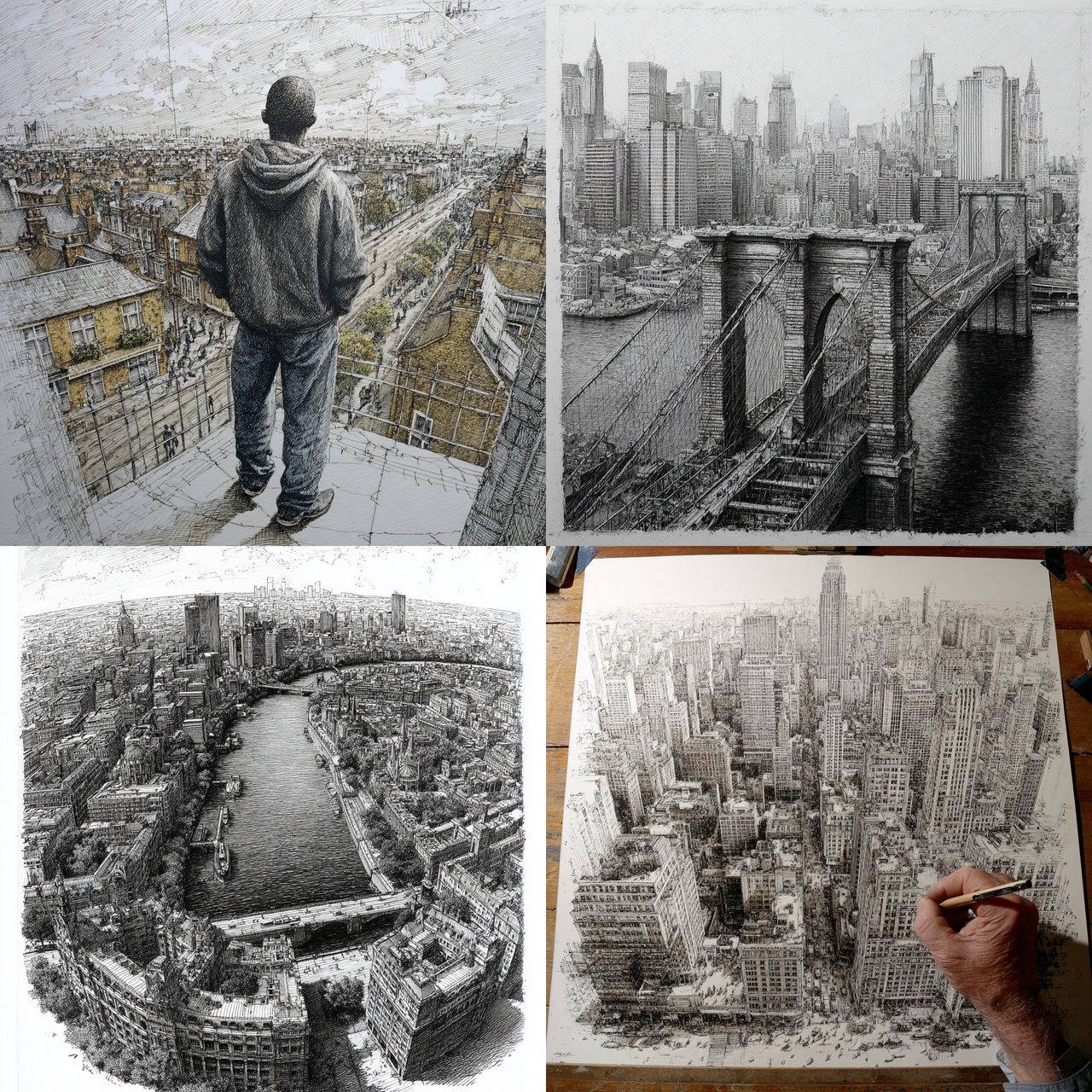 Stephen Wiltshire style, Midjourney V7, render 1 of 4