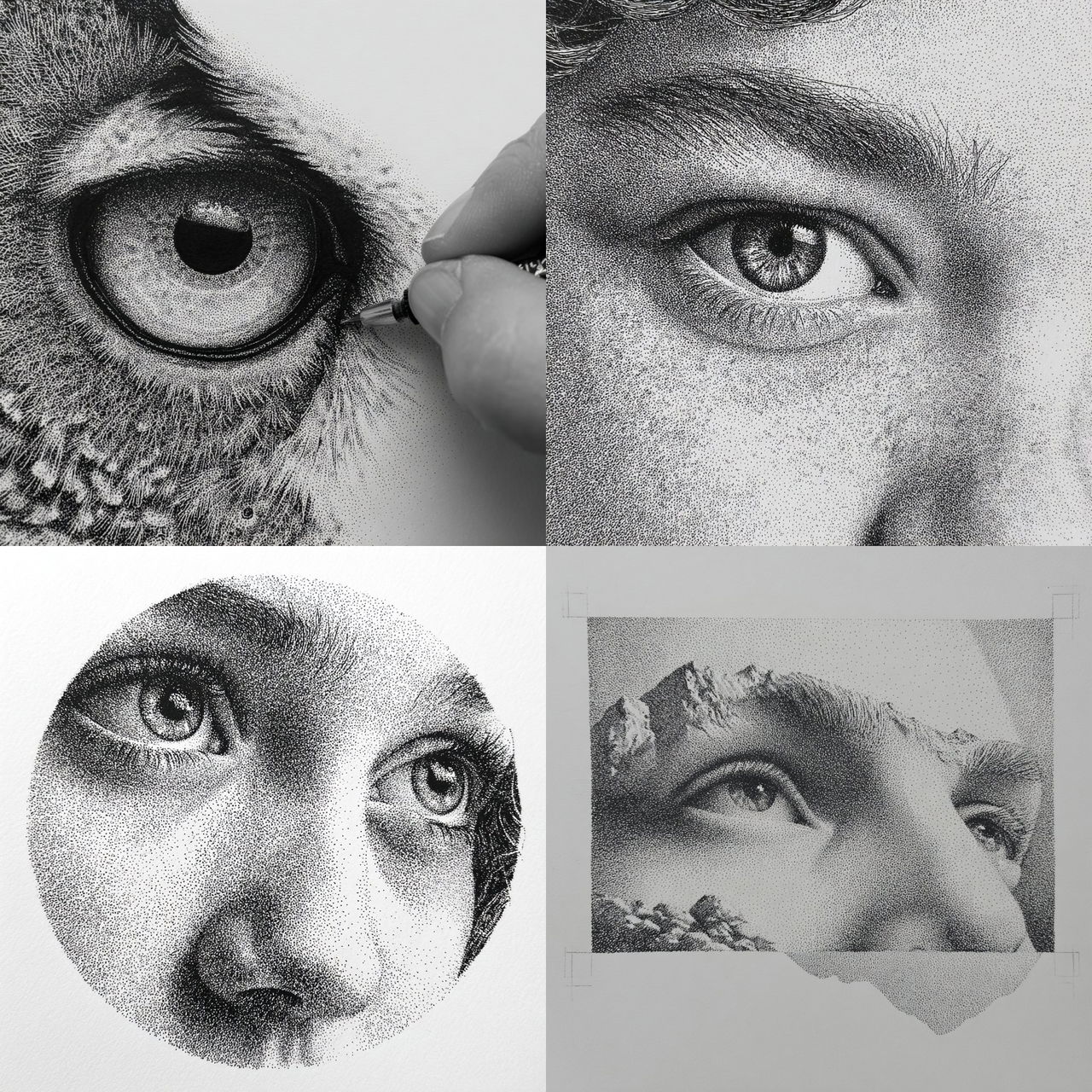 Stippling style, Midjourney V7, render 1 of 4