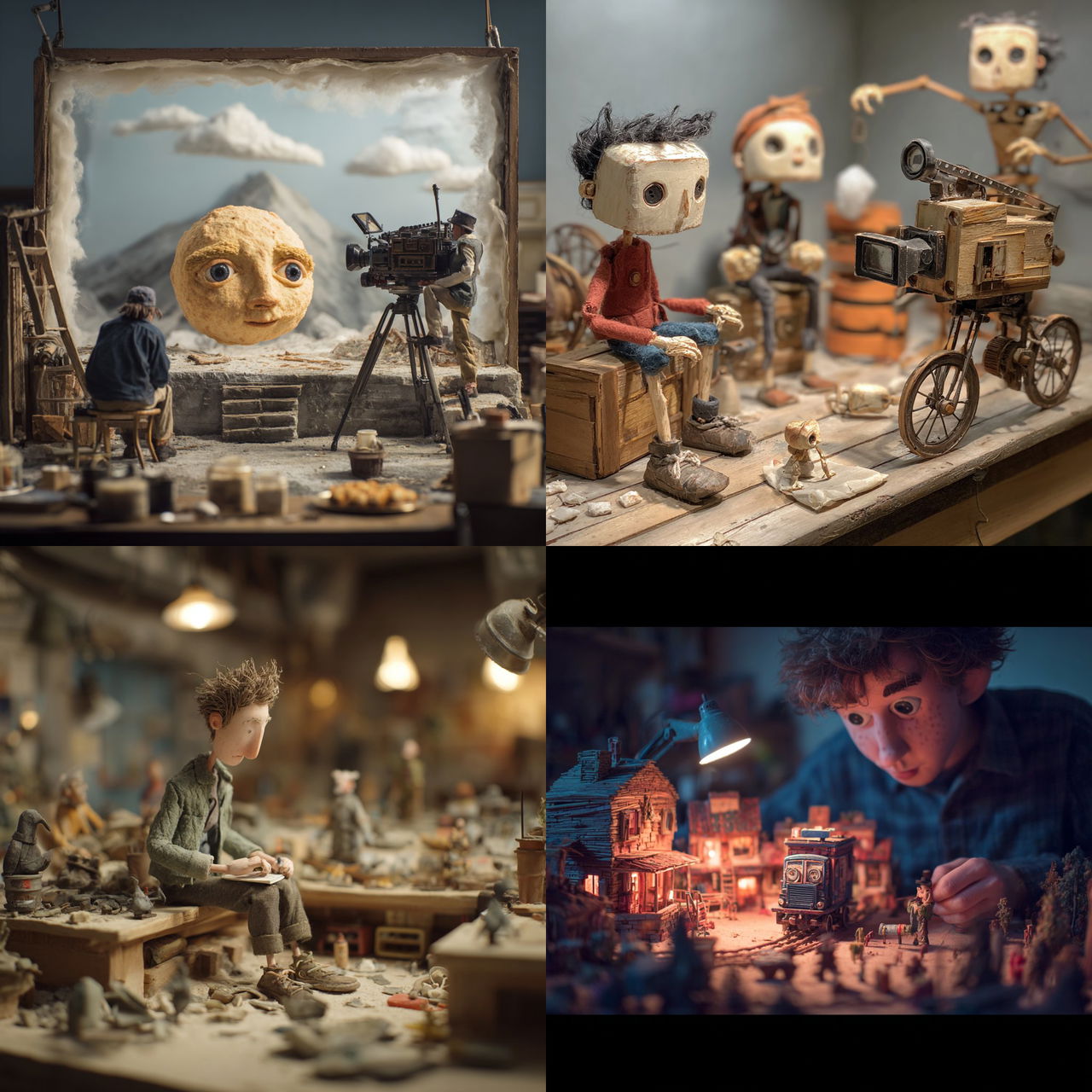 Stop-motion animation style, Midjourney V7, render 1 of 4