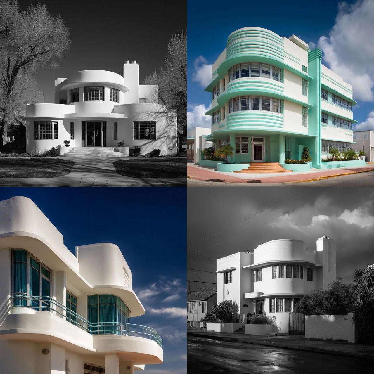 Streamline Moderne architecture style, Midjourney V7, render 1 of 4