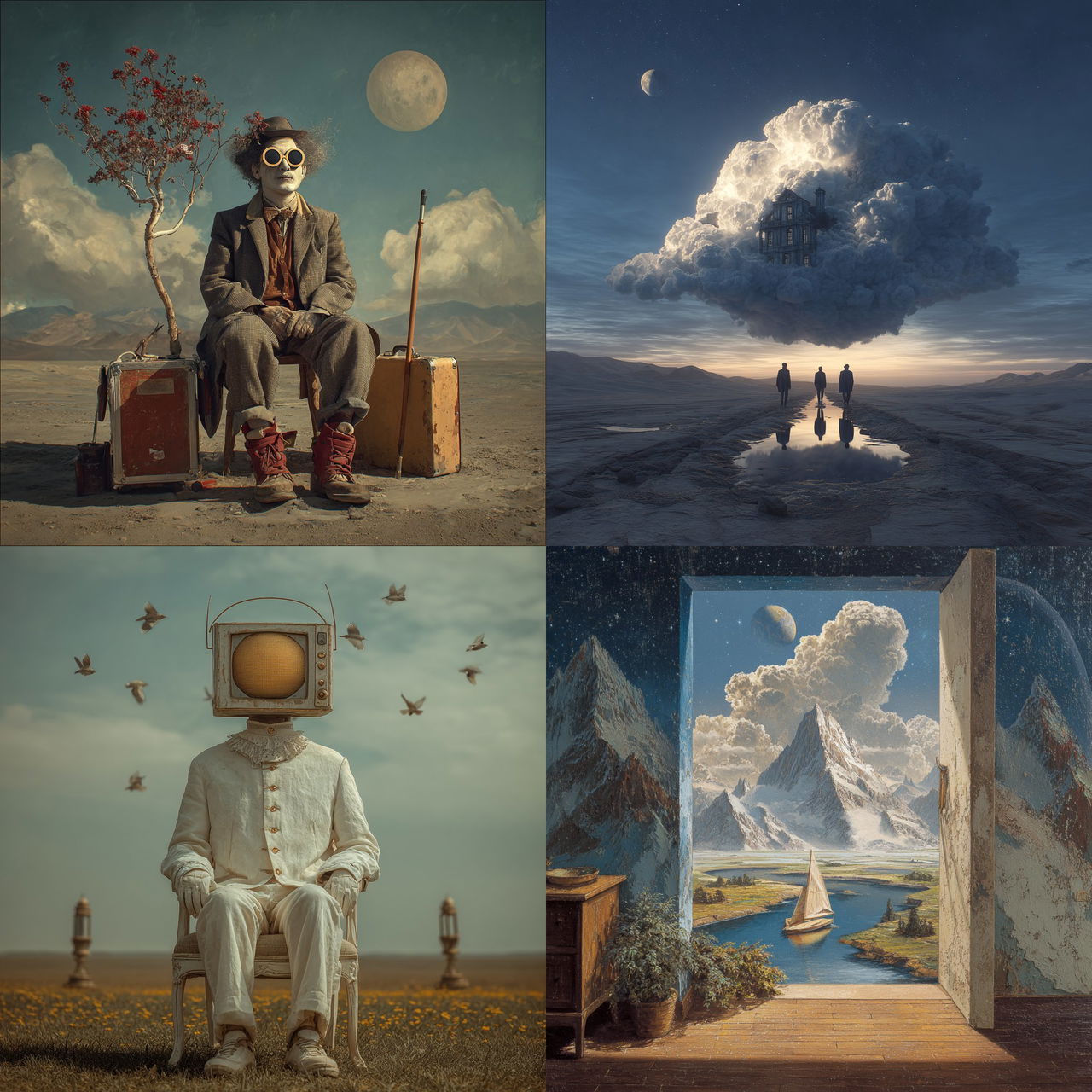 Surrealism style, Midjourney V7, render 1 of 4