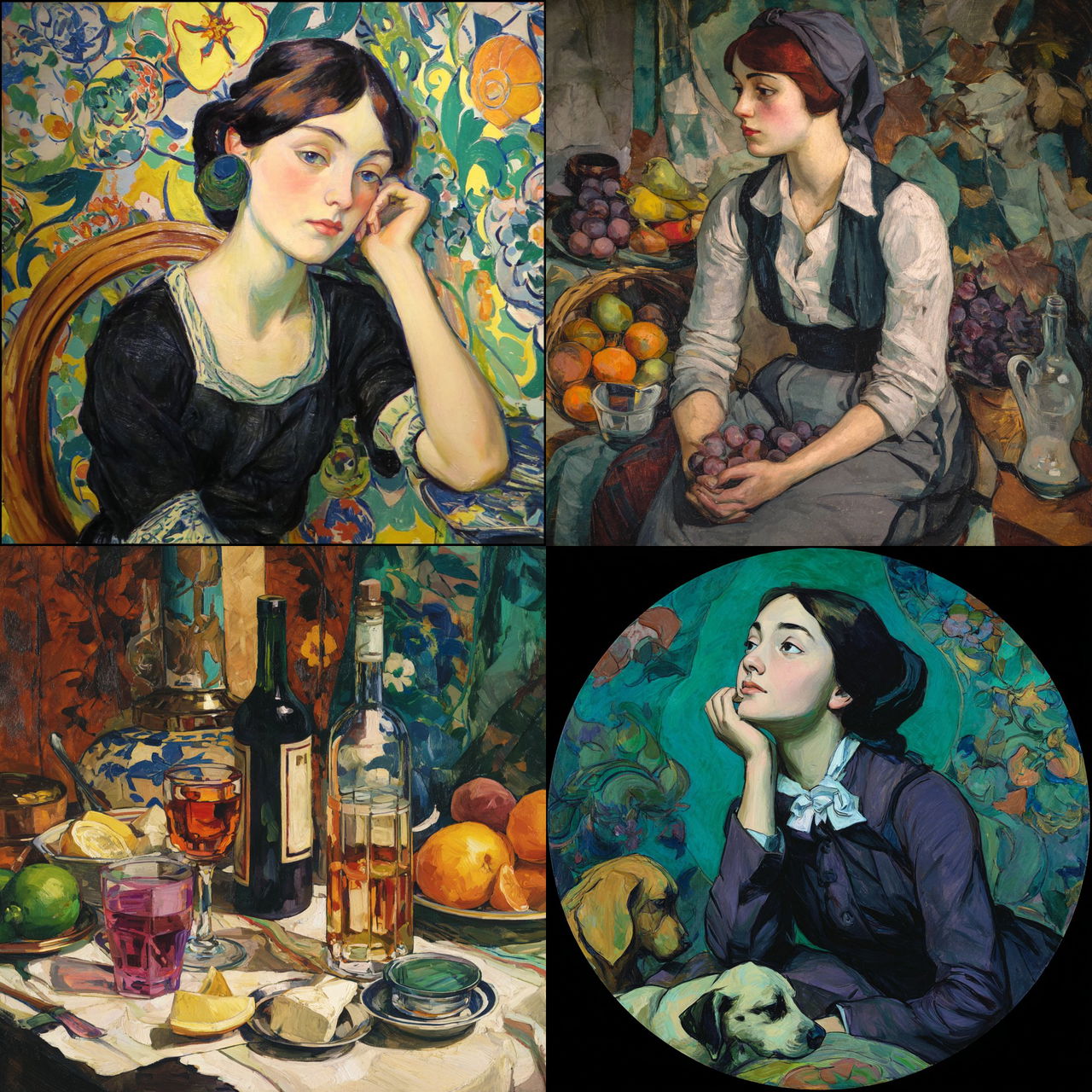 Suzanne Valadon style, Midjourney V7, render 1 of 4