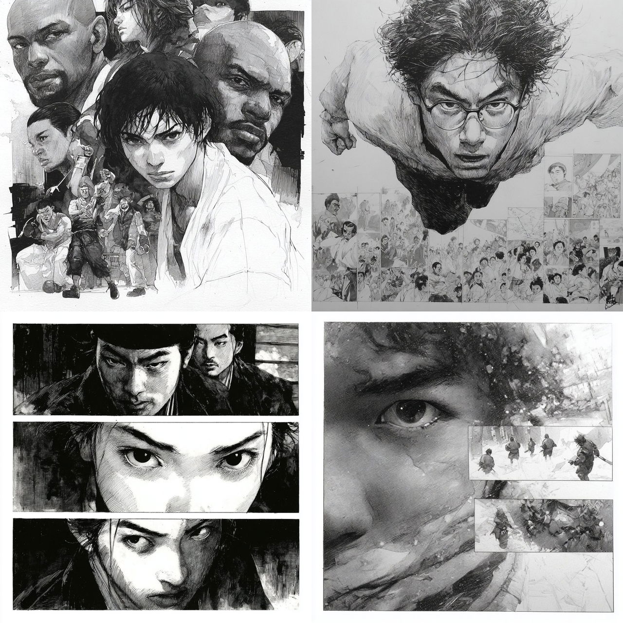 Takehiko Inoue style, Midjourney V7, render 1 of 4