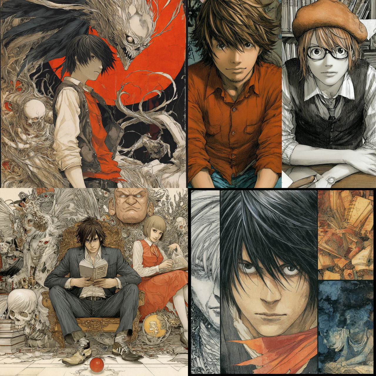 Takeshi Obata style, Midjourney V7, render 1 of 4