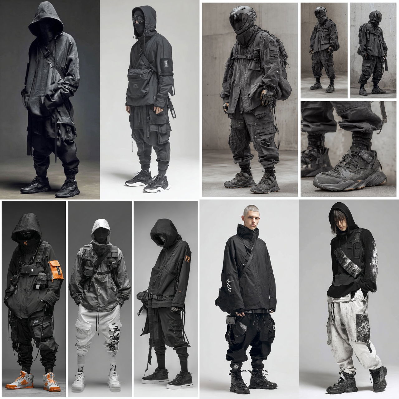 Techwear fashion style, Midjourney V7, render 1 of 4