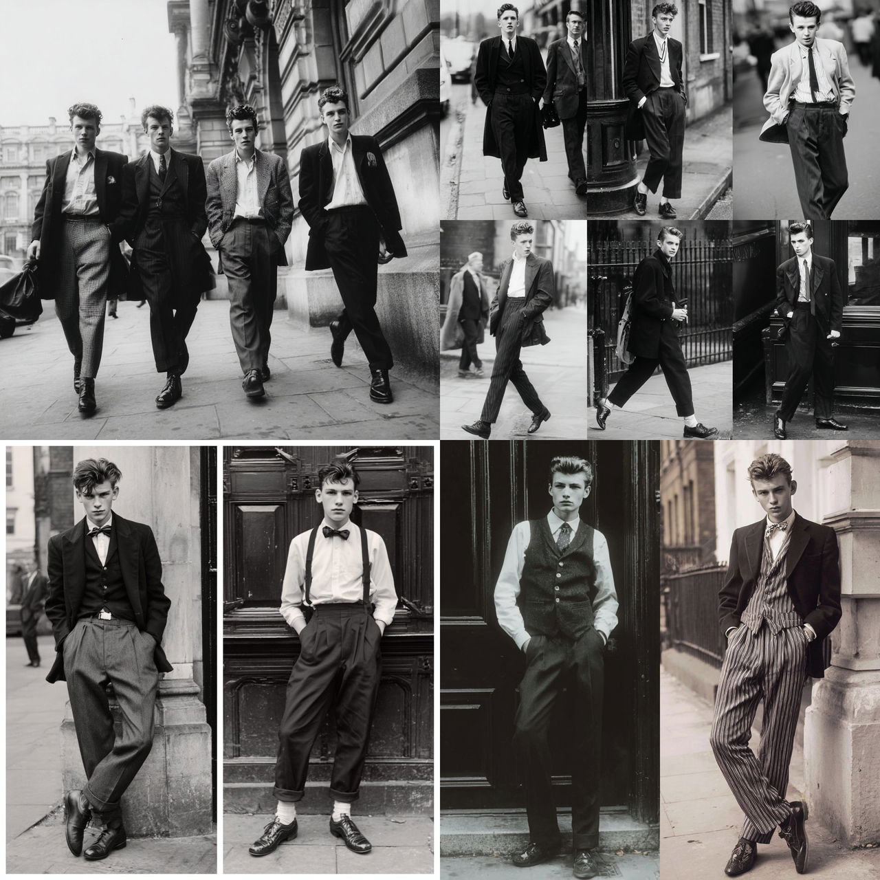 Teddy Boys fashion style, Midjourney V7, render 1 of 4