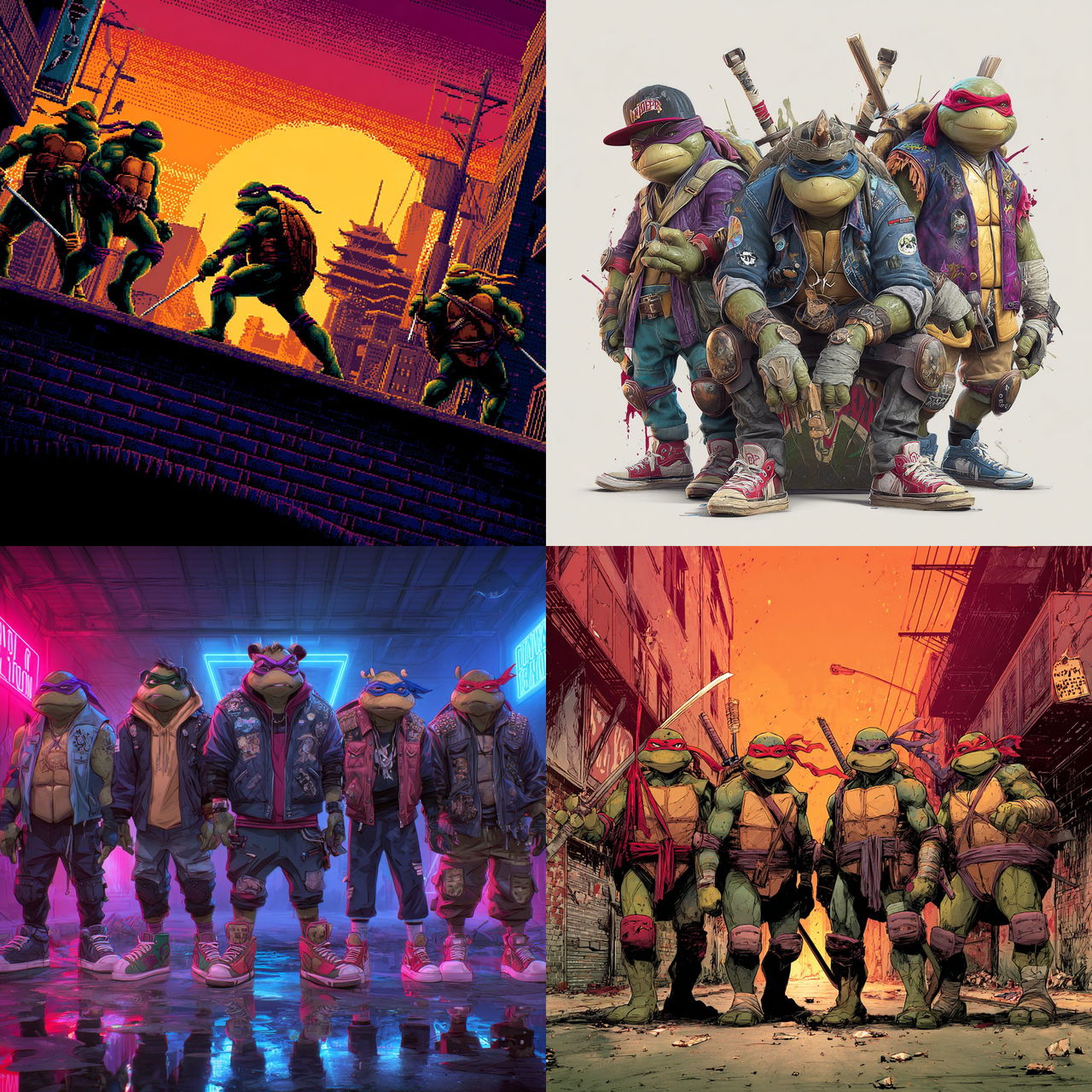 Teenage Mutant Ninja Turtles style, Midjourney V7, render 1 of 4
