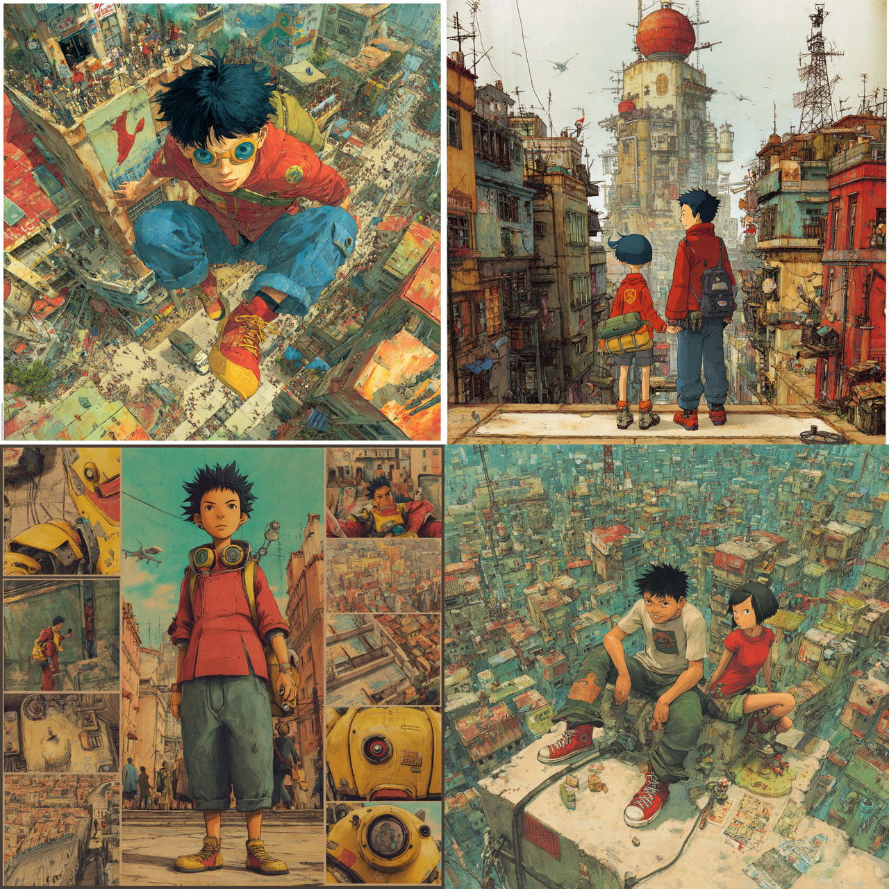 Tekkonkinkreet style, Midjourney V7, render 1 of 4