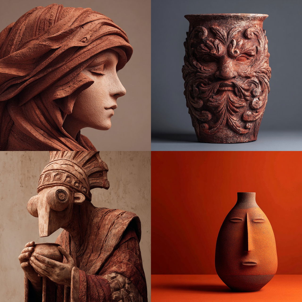 Terracotta style, Midjourney V7, render 1 of 4