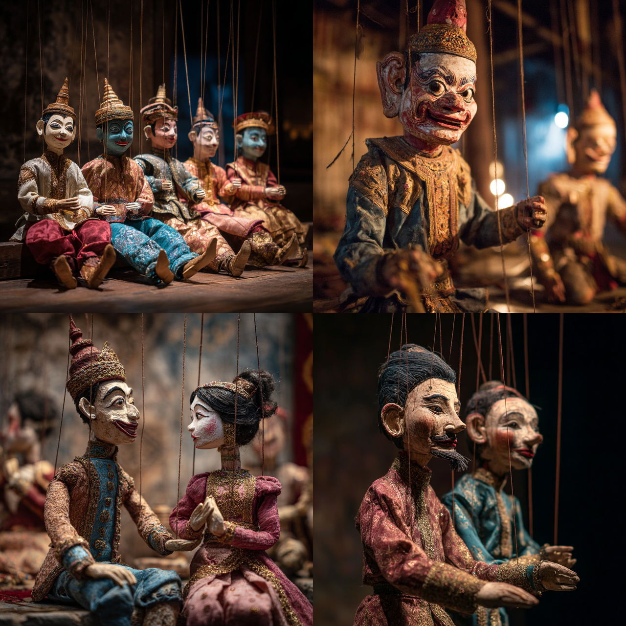 Thai puppet theater style, Midjourney V7, render 1 of 4