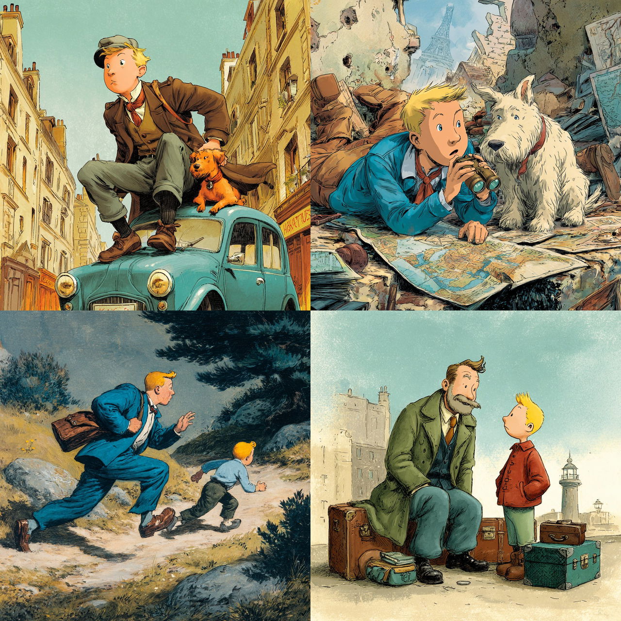 The Adventures of Tintin style, Midjourney V7, render 1 of 4