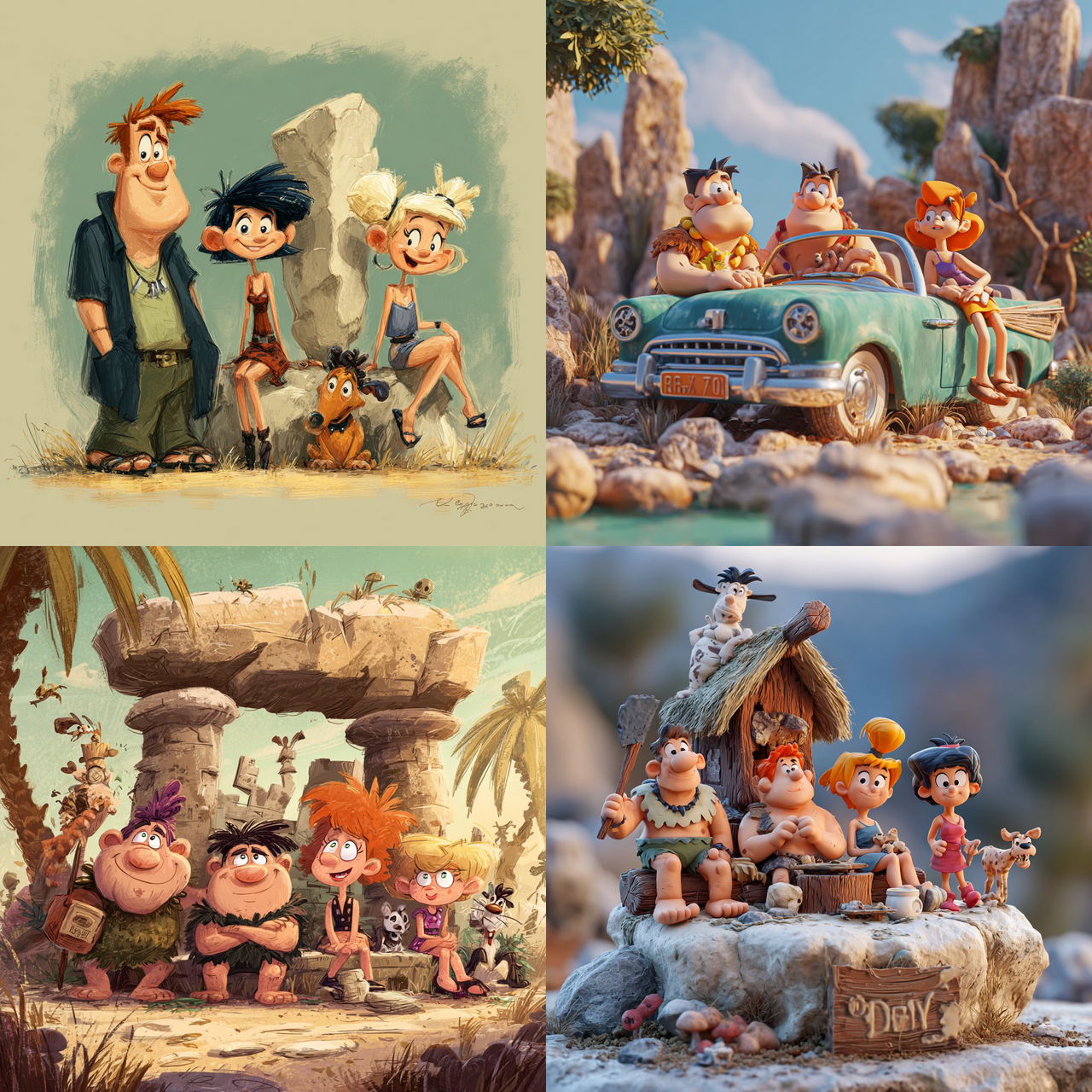 The Flintstones style, Midjourney V7, render 1 of 4