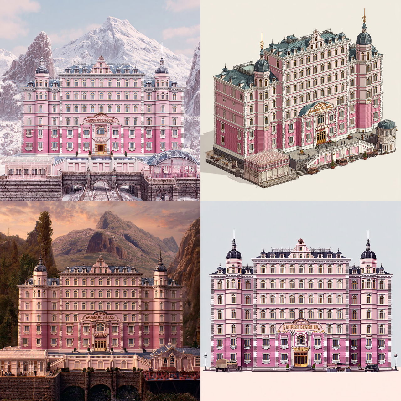 The Grand Budapest Hotel style, Midjourney V7, render 1 of 4