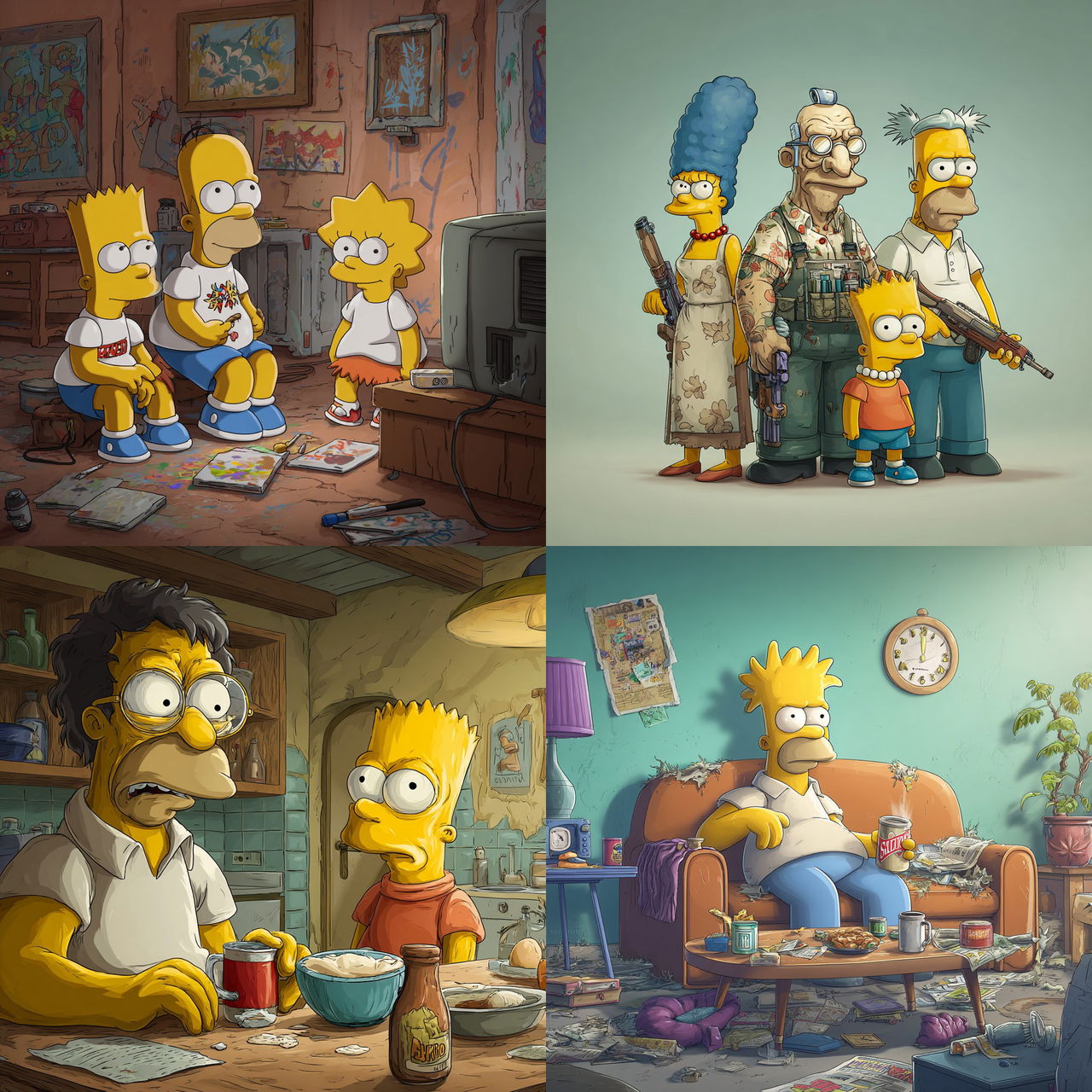 The Simpsons style, Midjourney V7, render 1 of 4