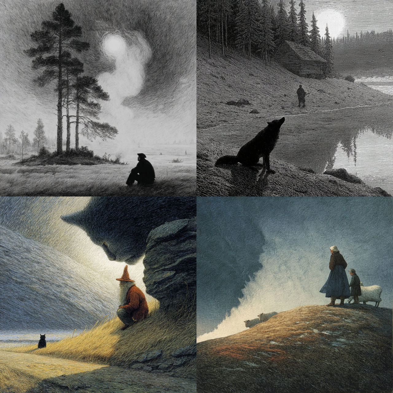 Theodor Kittelsen style, Midjourney V7, render 1 of 4