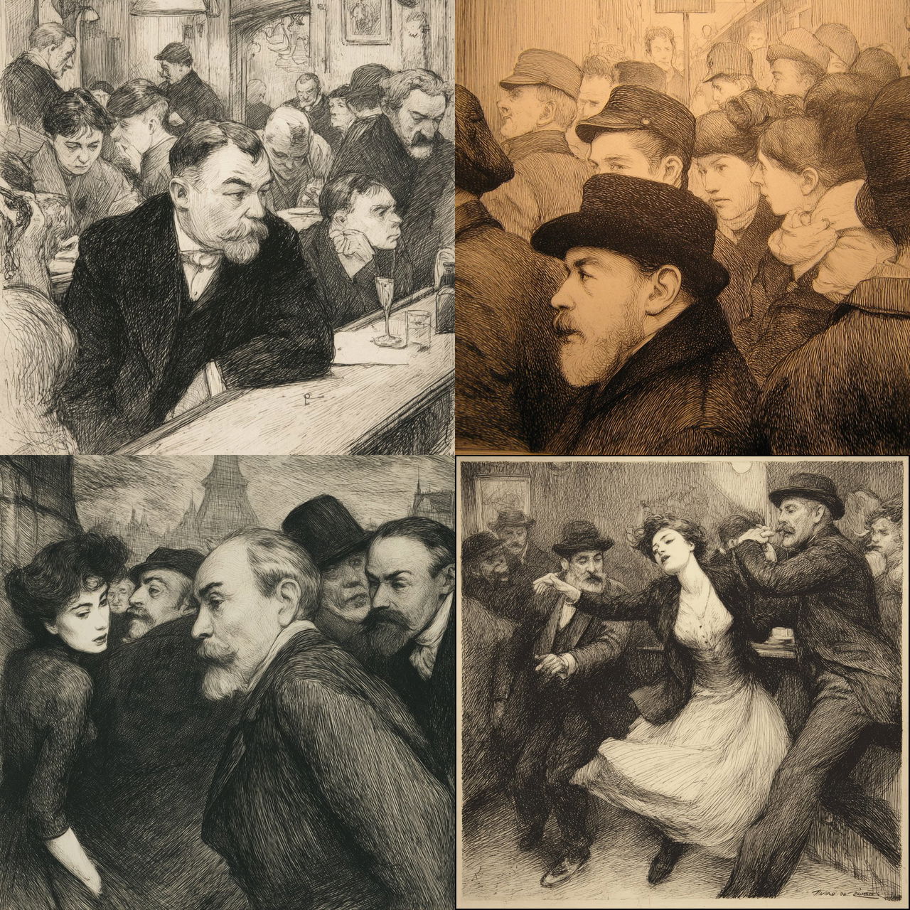 Theophile Steinlen style, Midjourney V7, render 1 of 4