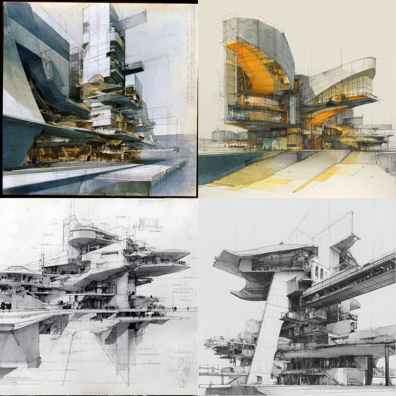 Thom Mayne style, Midjourney V7, render 1 of 4
