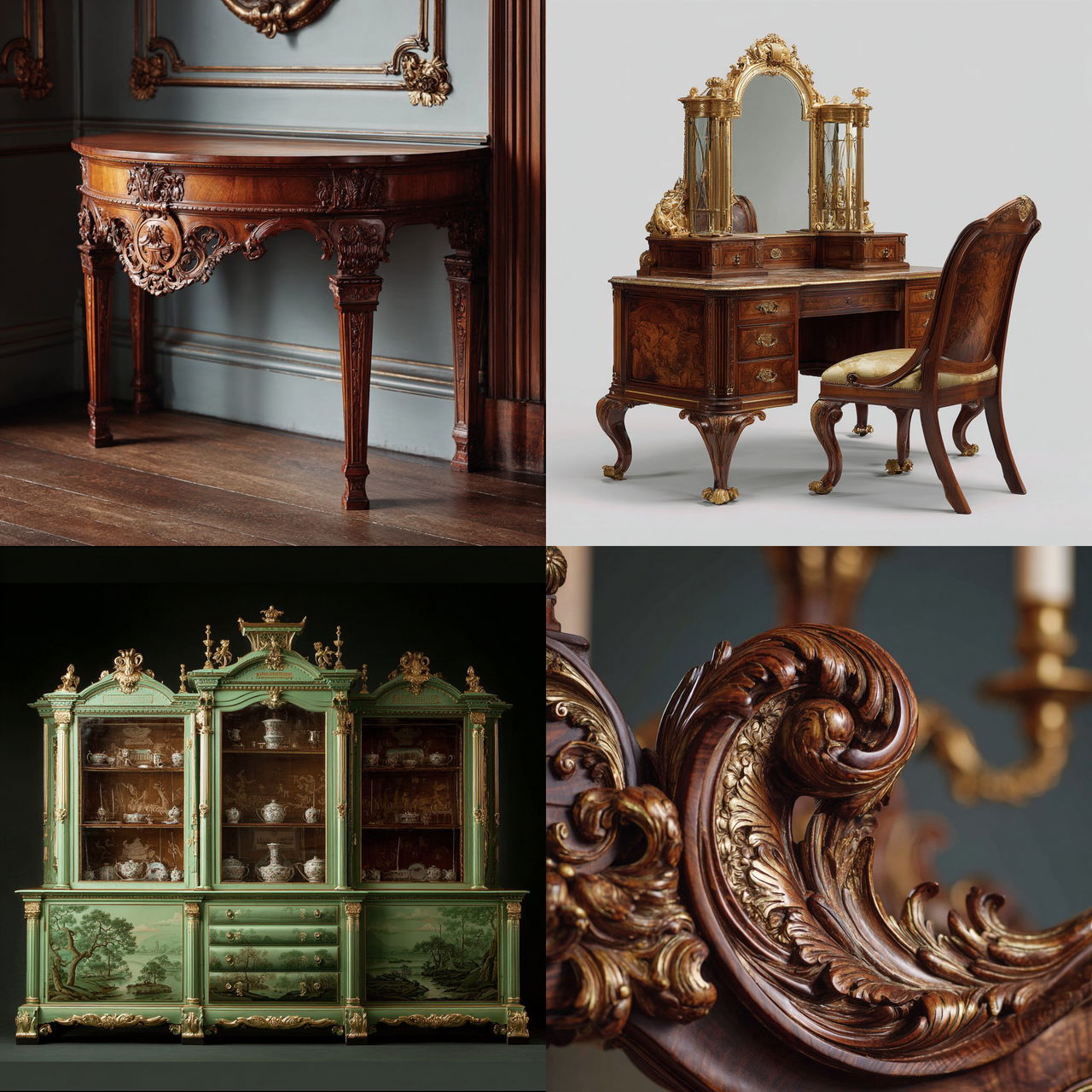 Thomas Chippendale style, Midjourney V7, render 1 of 4