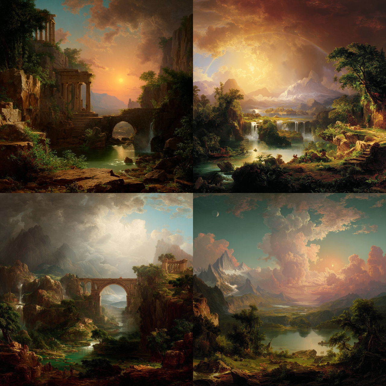 Thomas Cole style, Midjourney V7, render 1 of 4