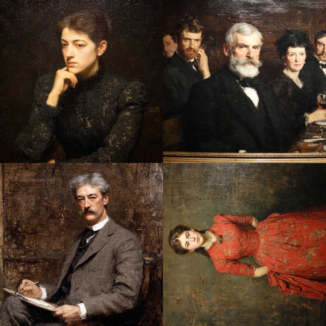 Thomas Eakins style, Midjourney V7, render 1 of 4