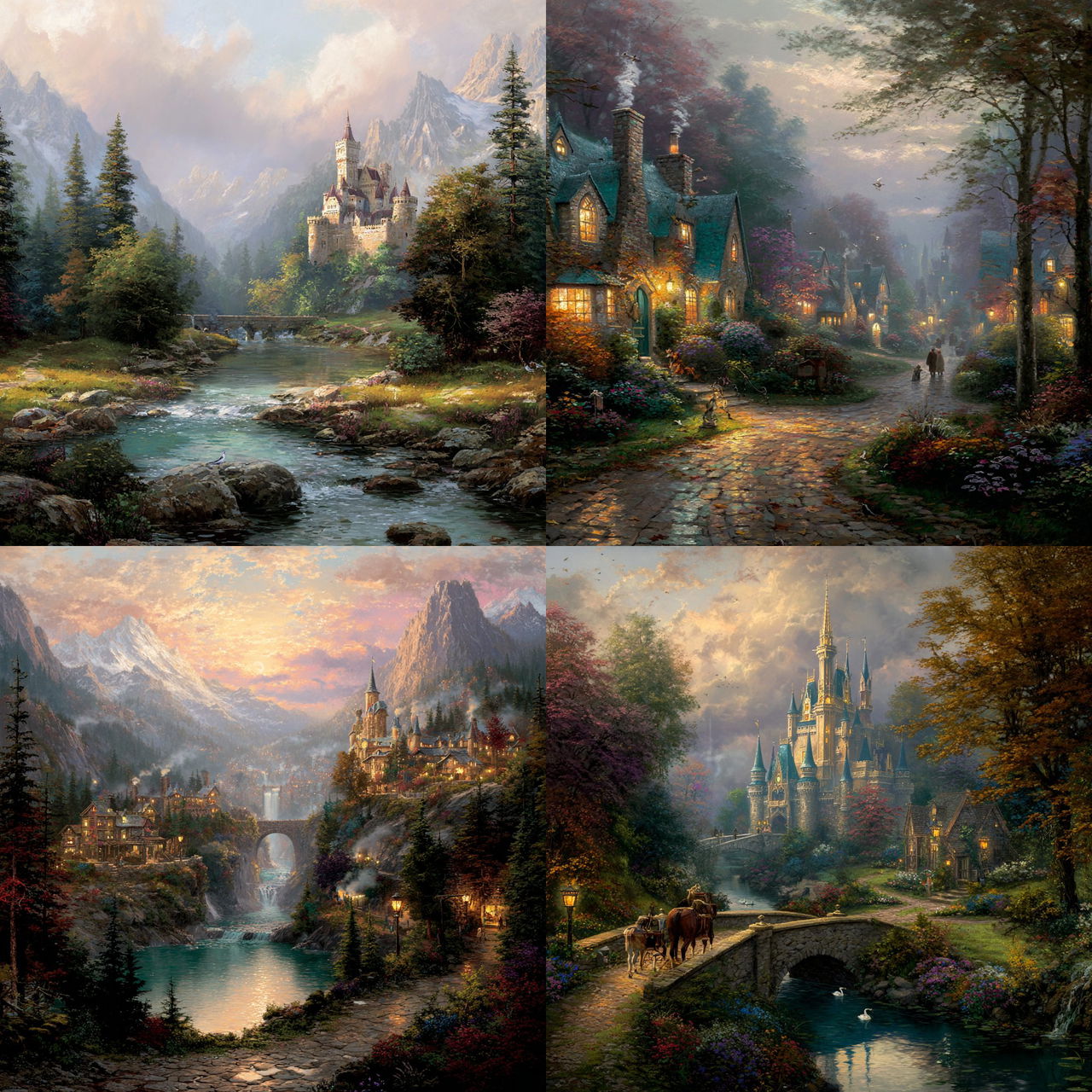 Thomas Kinkade style, Midjourney V7, render 1 of 4