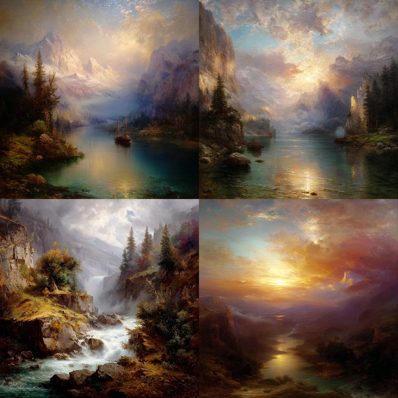 Thomas Moran style, Midjourney V7, render 1 of 4