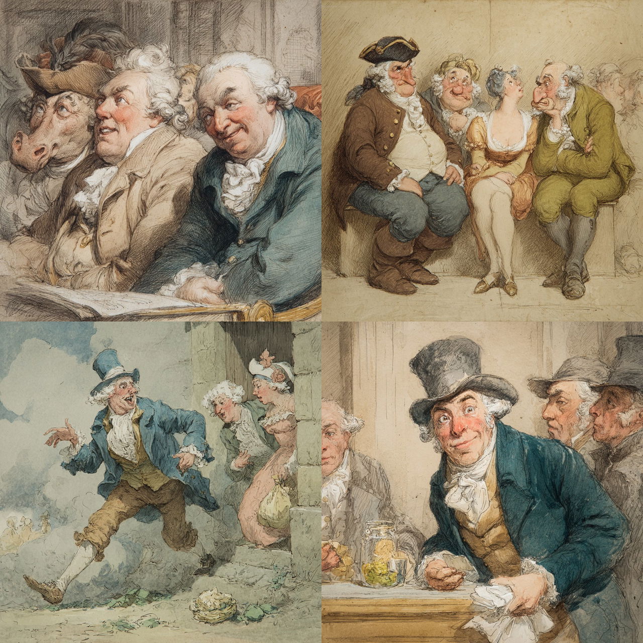 Thomas Rowlandson style, Midjourney V7, render 1 of 4