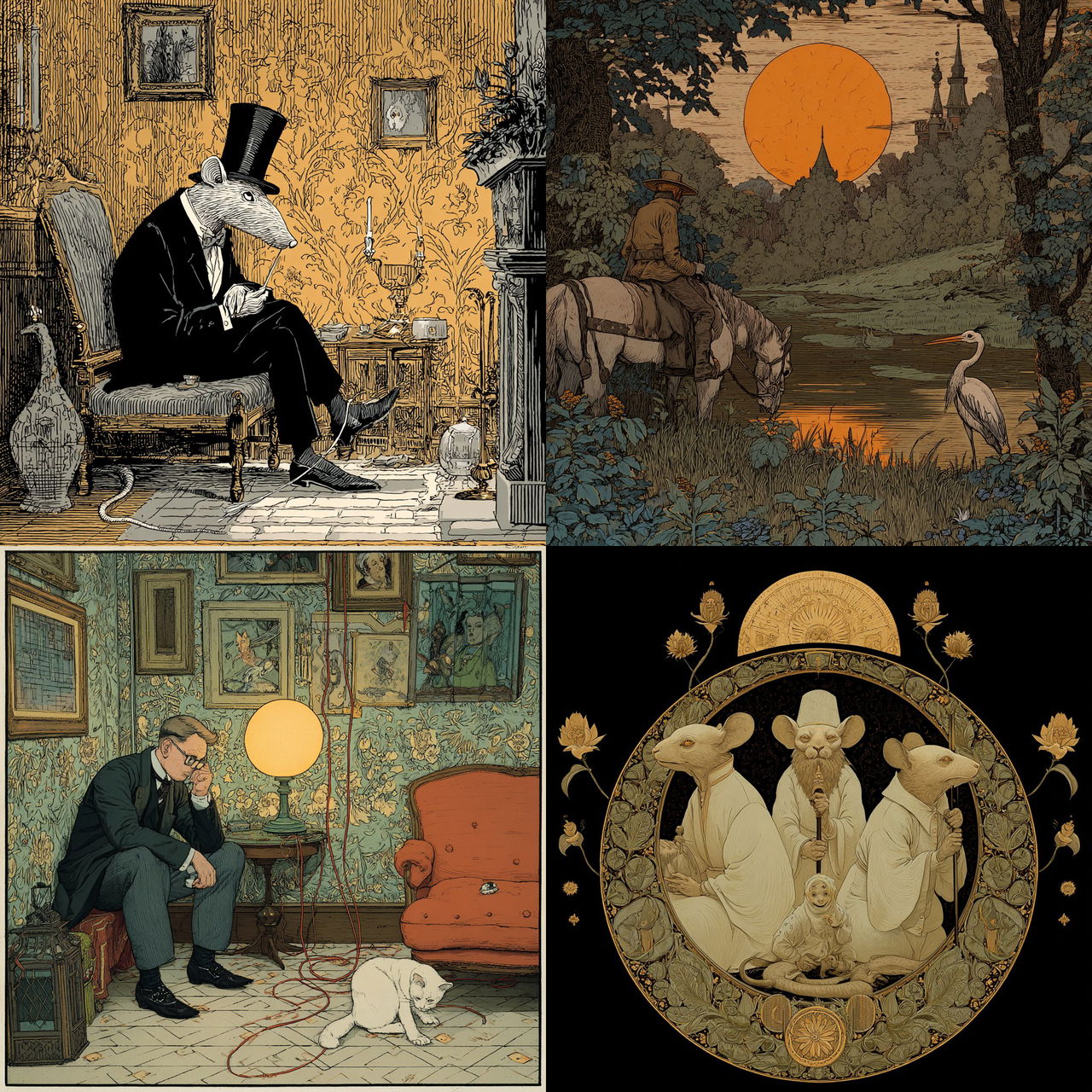 Thomas Theodor Heine style, Midjourney V7, render 1 of 4