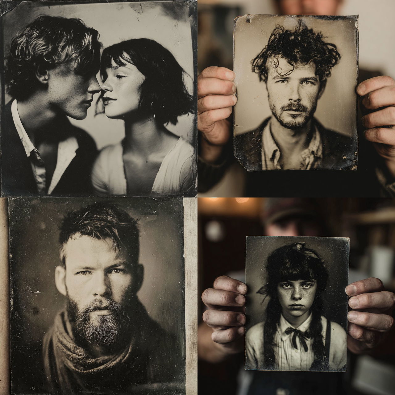 Tintype print style, Midjourney V7, render 1 of 4