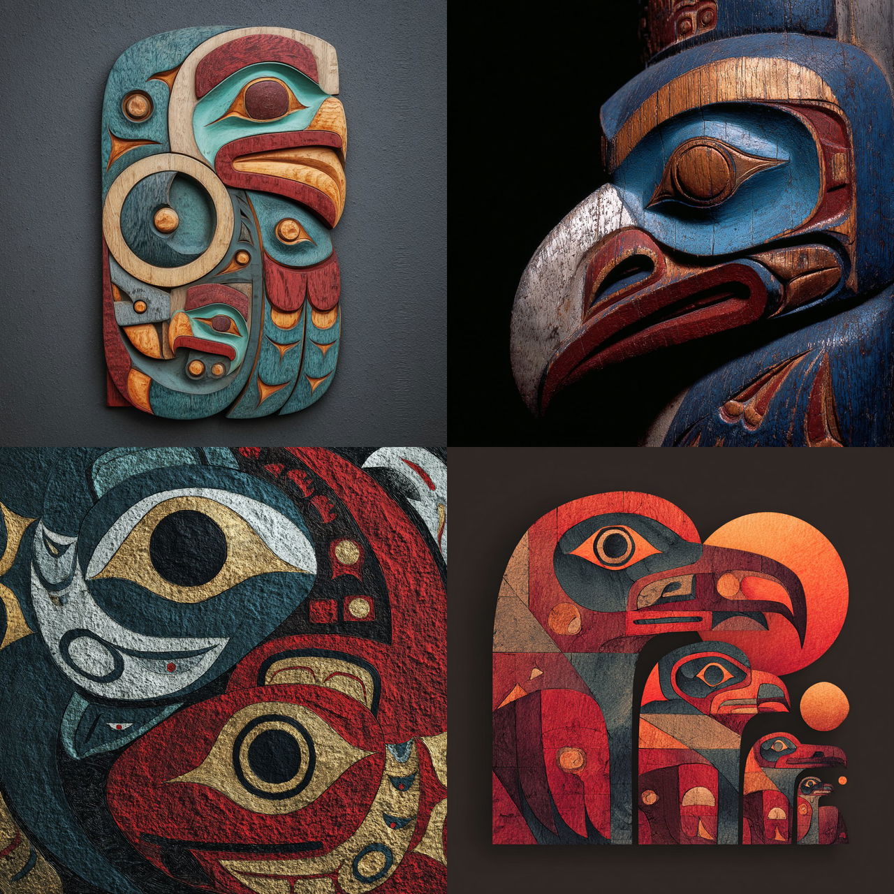 Tlingit art style, Midjourney V7, render 1 of 4