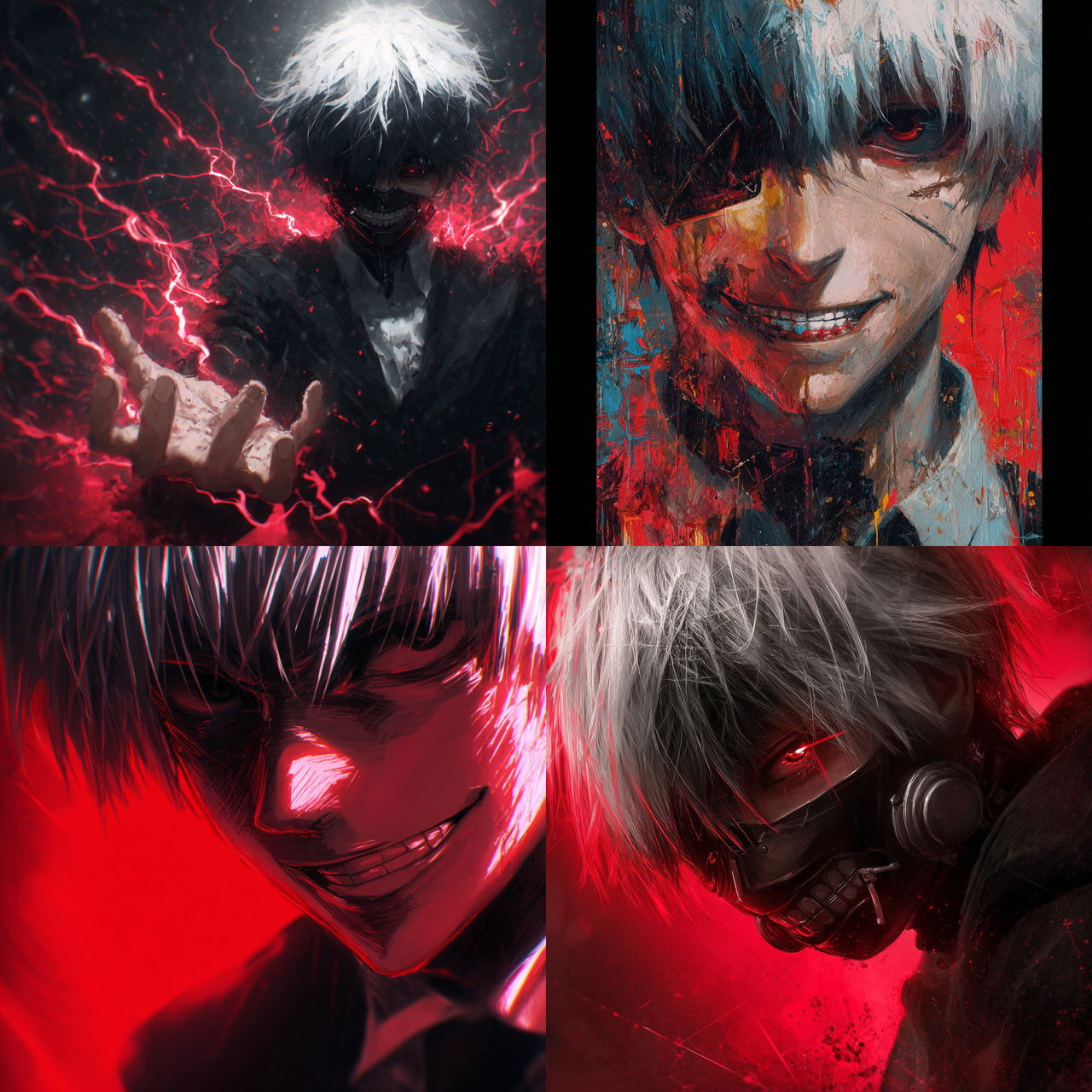 Tokyo Ghoul style, Midjourney V7, render 1 of 4