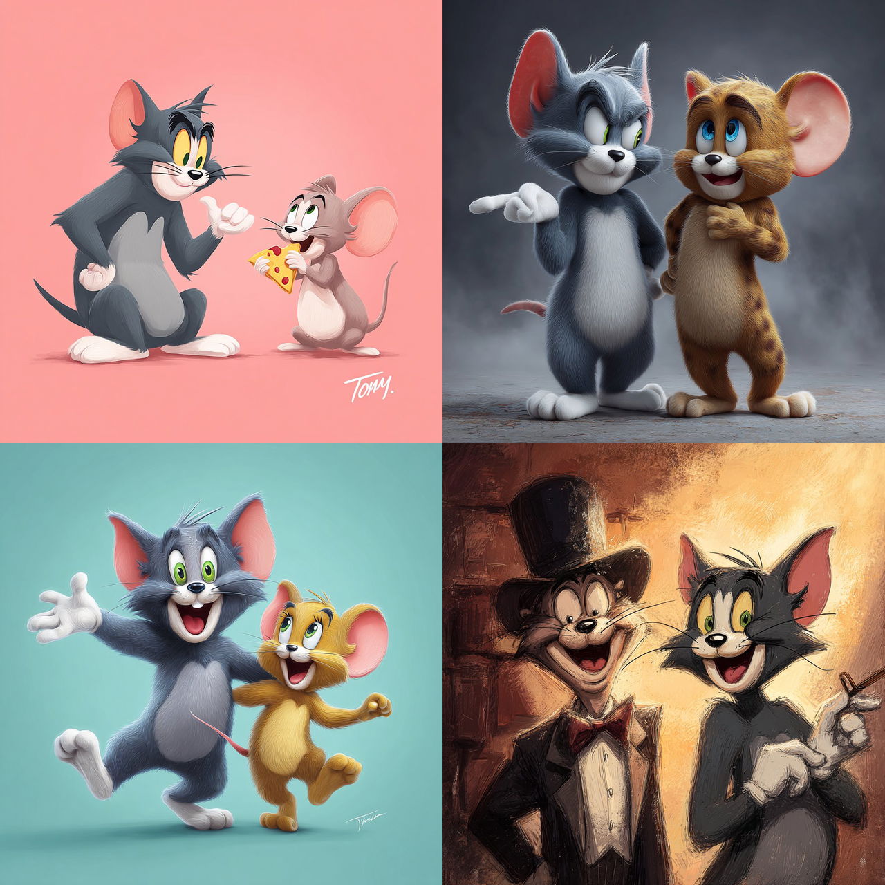Tom and Jerry style, Midjourney V7, render 1 of 4