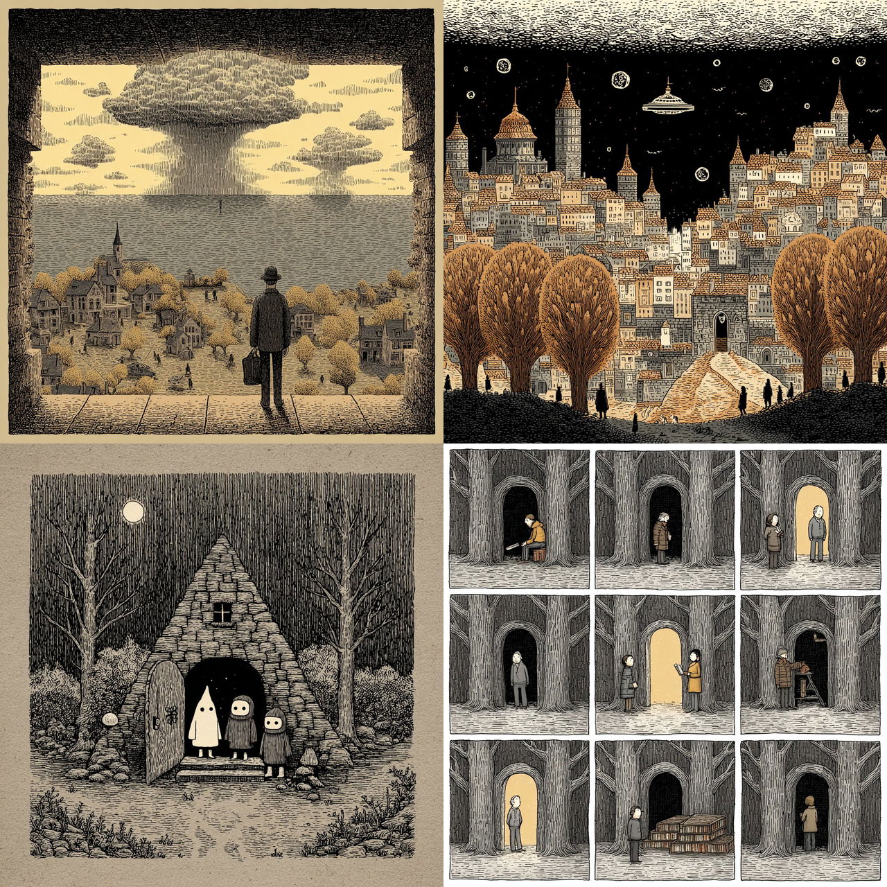 Tom Gauld style, Midjourney V7, render 1 of 4