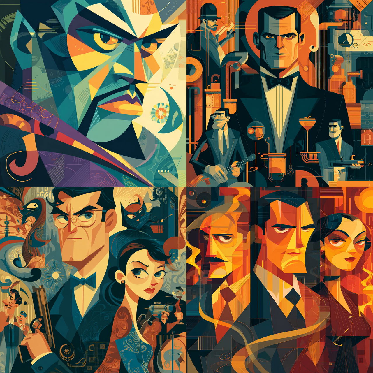 Tom Whalen style, Midjourney V7, render 1 of 4
