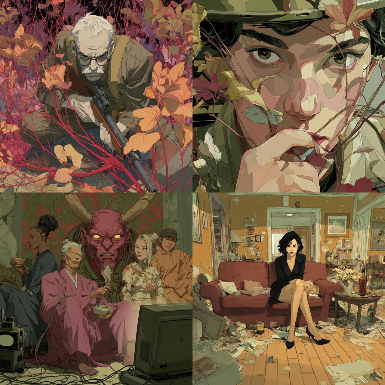 Tomer Hanuka style, Midjourney V7, render 1 of 4