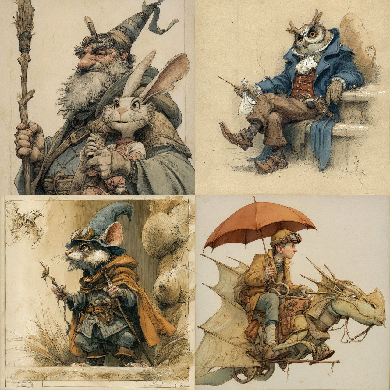 Tony DiTerlizzi style, Midjourney V7, render 1 of 4