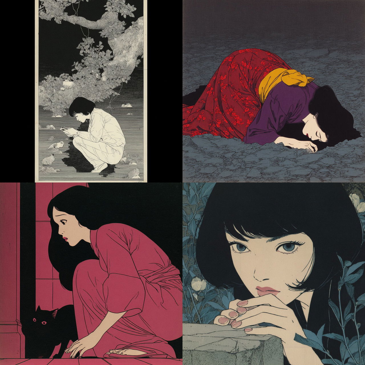 Toshio Saeki style, Midjourney V7, render 1 of 4