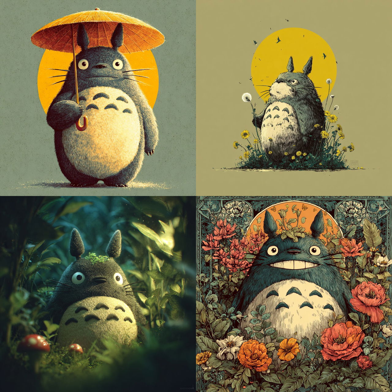 Totoro style, Midjourney V7, render 1 of 4