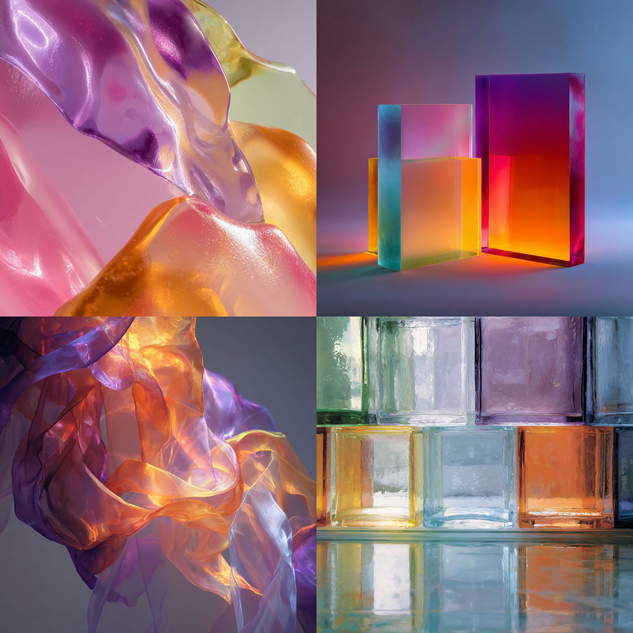Translucent colors style, Midjourney V7, render 1 of 4