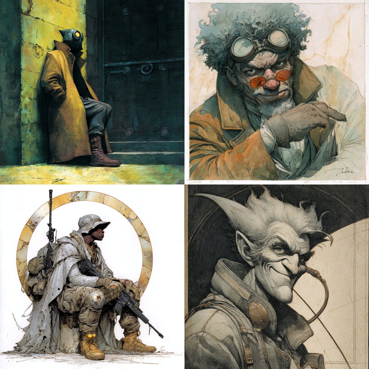 Travis Charest style, Midjourney V7, render 1 of 4