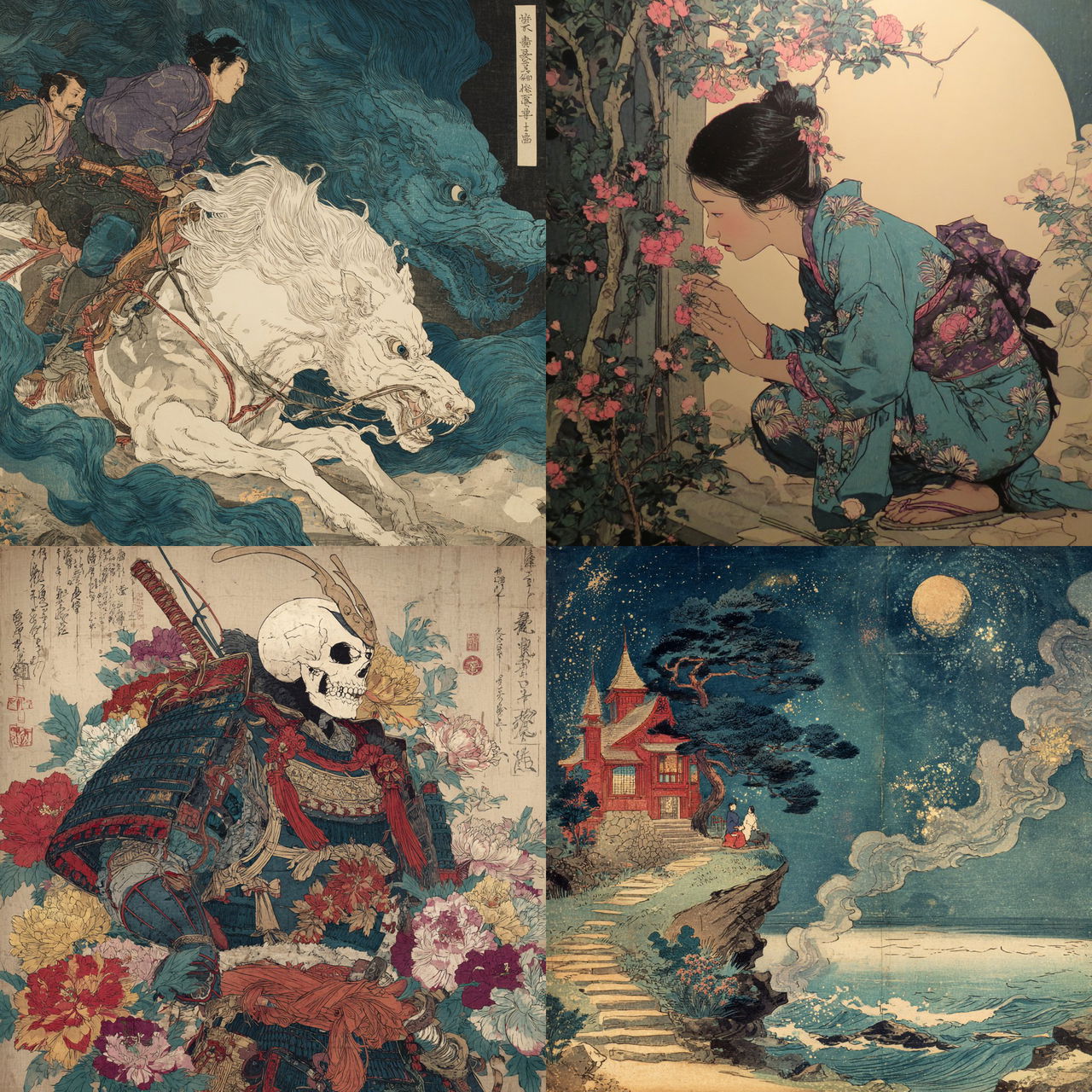 Tsukioka Yoshitoshi style, Midjourney V7, render 1 of 4