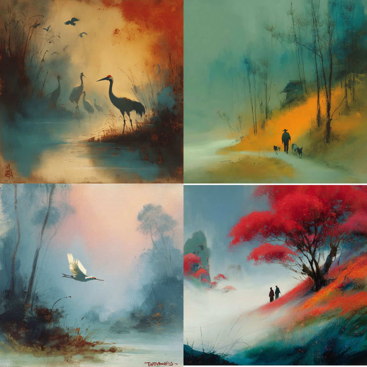 Tyrus Wong style, Midjourney V7, render 1 of 4