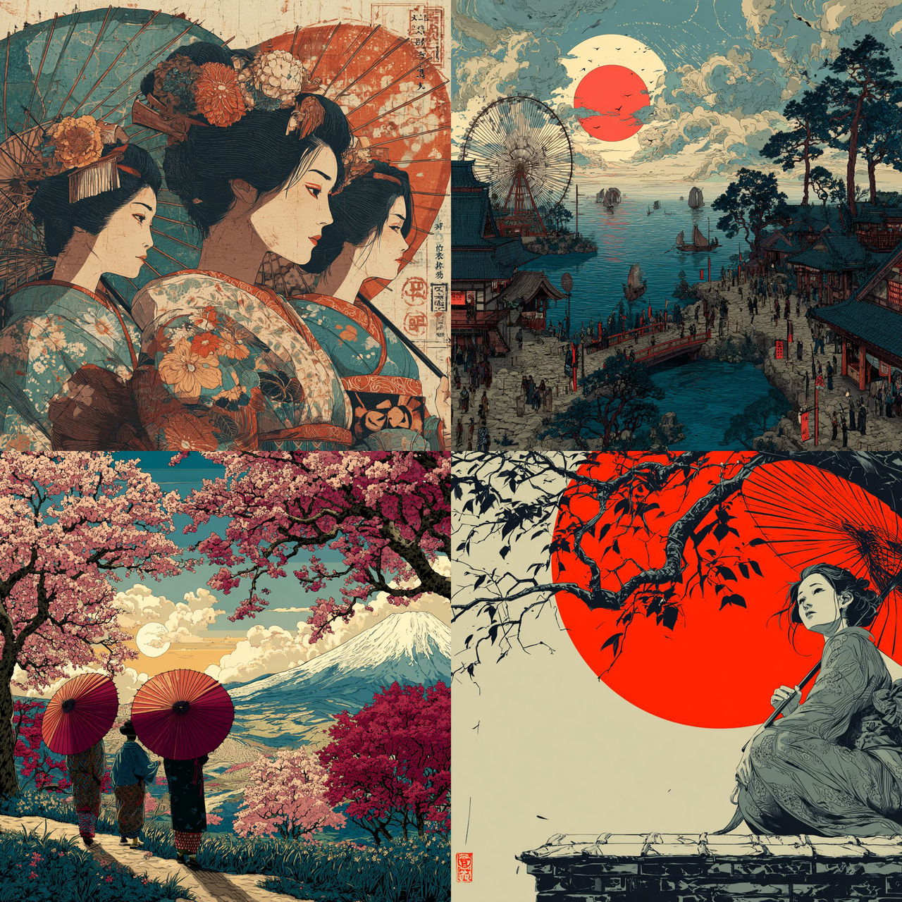 Ukiyo-e style, Midjourney V7, render 1 of 4